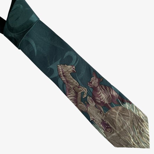 Vintage 90s Cies Zebra Print Blue Polyester Tie - Casspios Dream