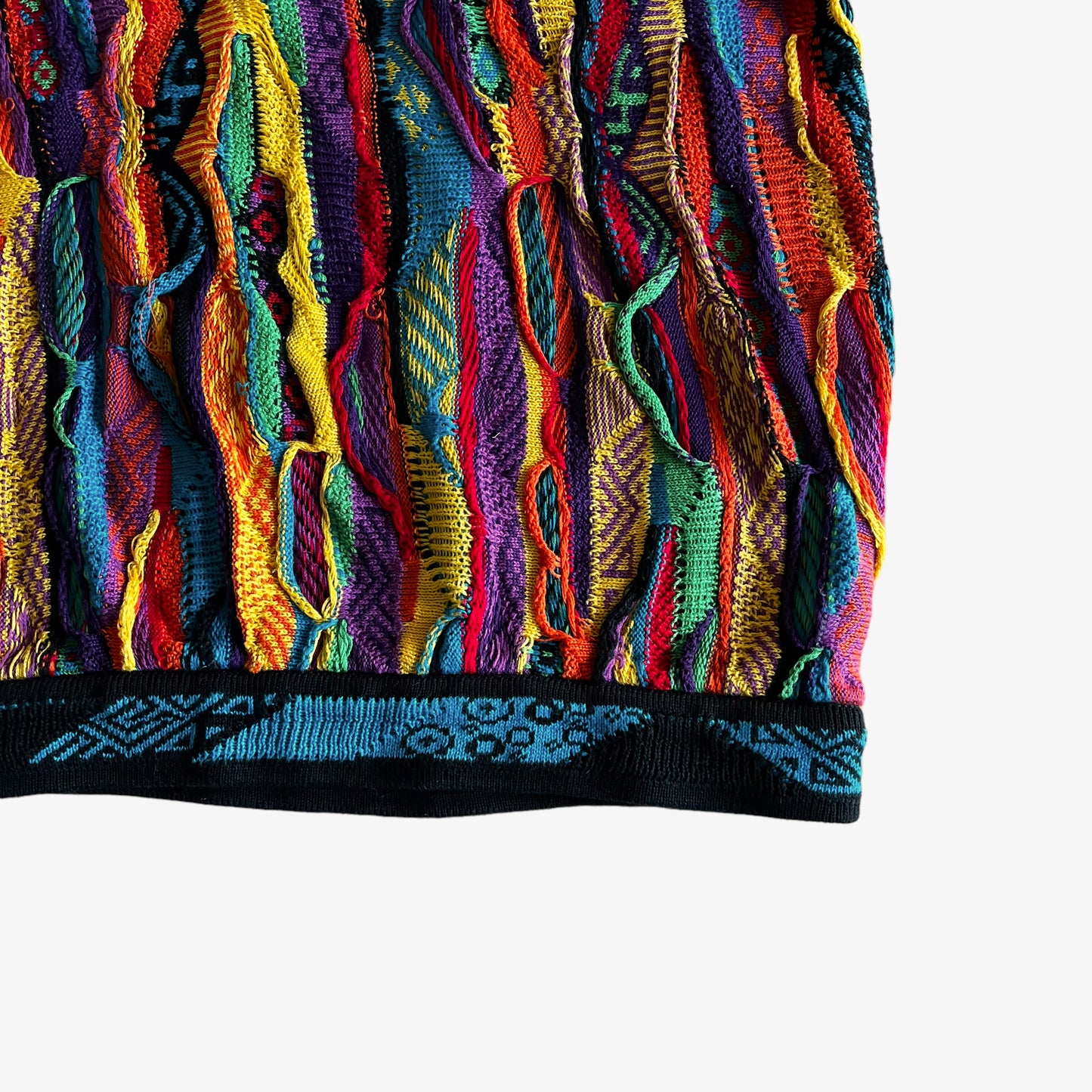 Vintage 90s Coogi Australia 3D Textured Colourful Knitted Collared Jumper Back Hem - Casspios Dream