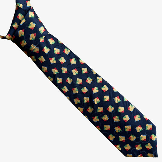 Vintage 90s Disney Mickey Mouse Geometric All Over Print Silk Tie Brand New With Tags - Casspios Dream