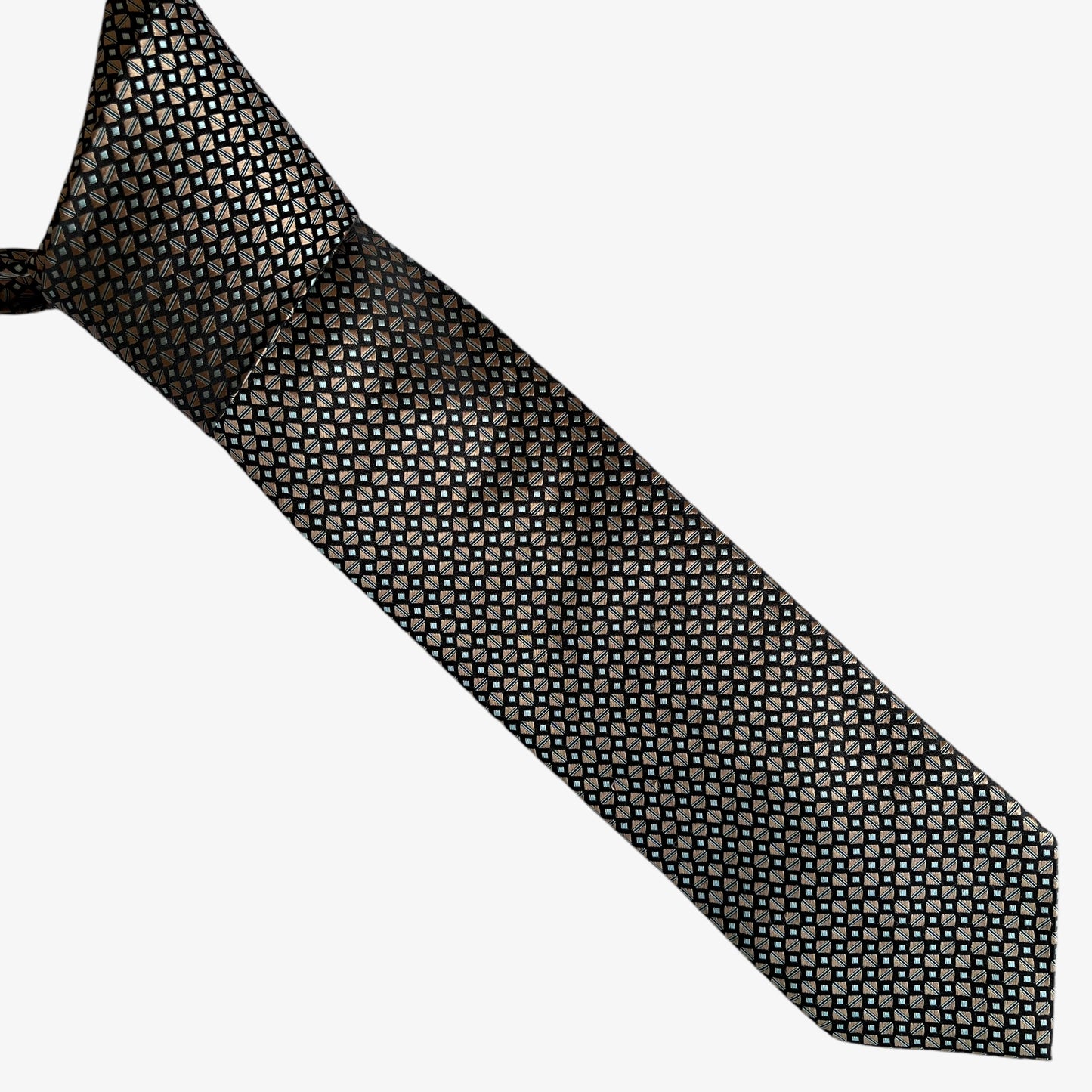Vintage 90s Ermenegildo Zegna Geometric Art Deco Print Silk Tie - Casspios Dream