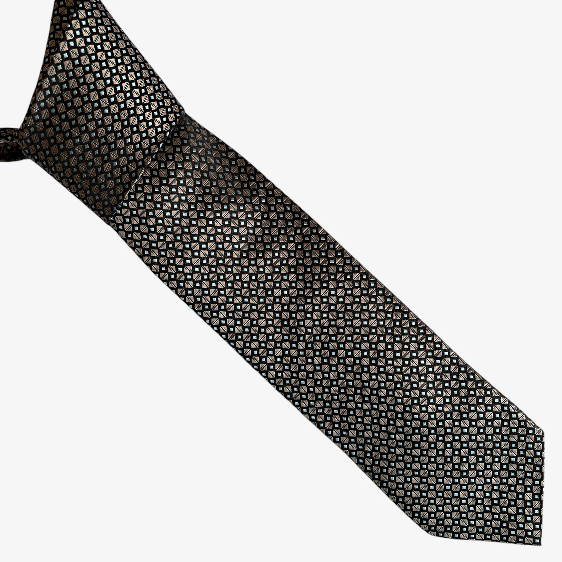 Vintage 90s Ermenegildo Zegna Geometric Art Deco Print Silk Tie - Casspios Dream