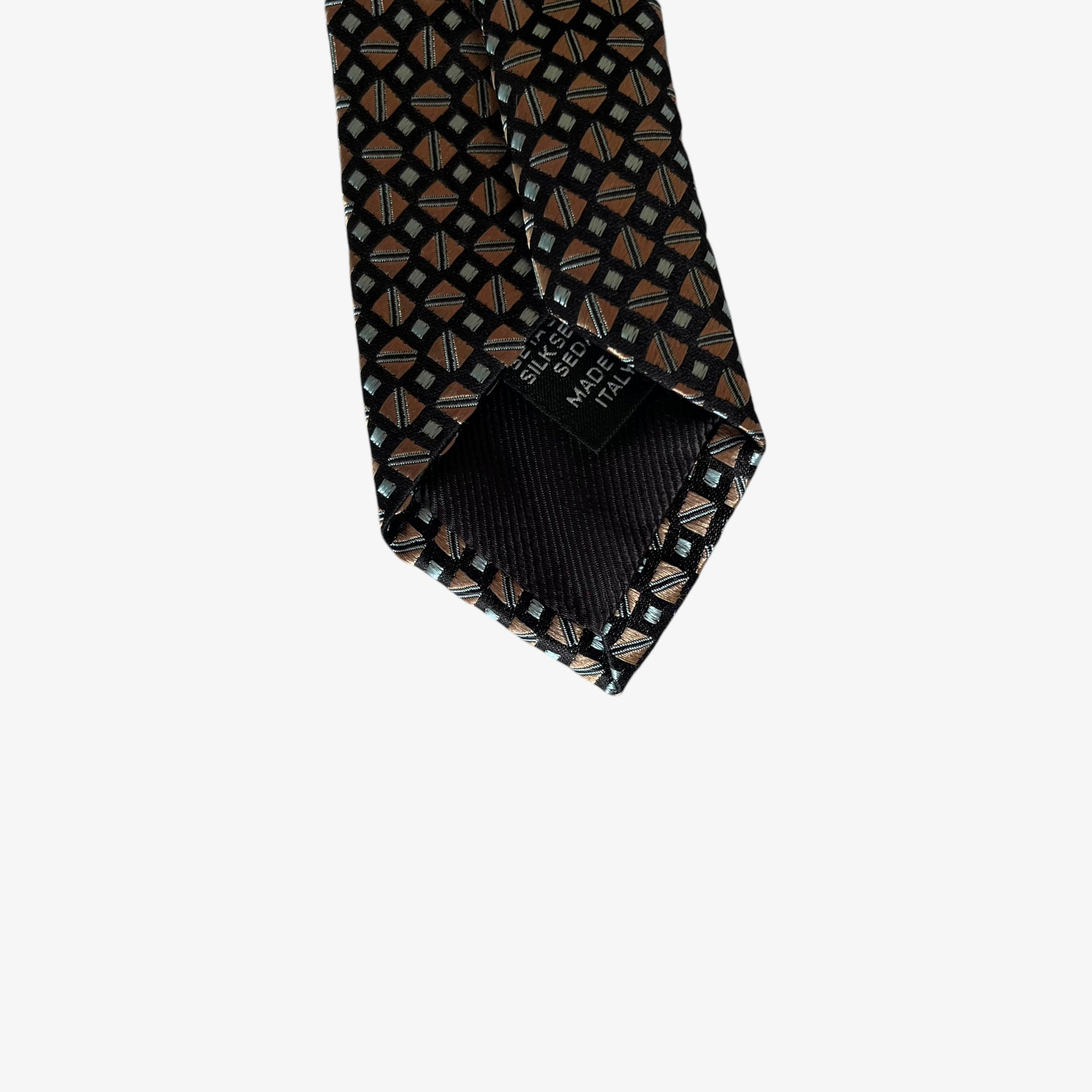 Vintage 90s Ermenegildo Zegna Geometric Art Deco Print Silk Tie Made In Italy - Casspios Dream