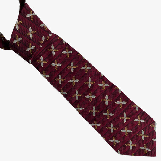Vintage 90s Etienne Aigner Heritage Abstract Floral Print Red Silk Tie - Casspios Dream