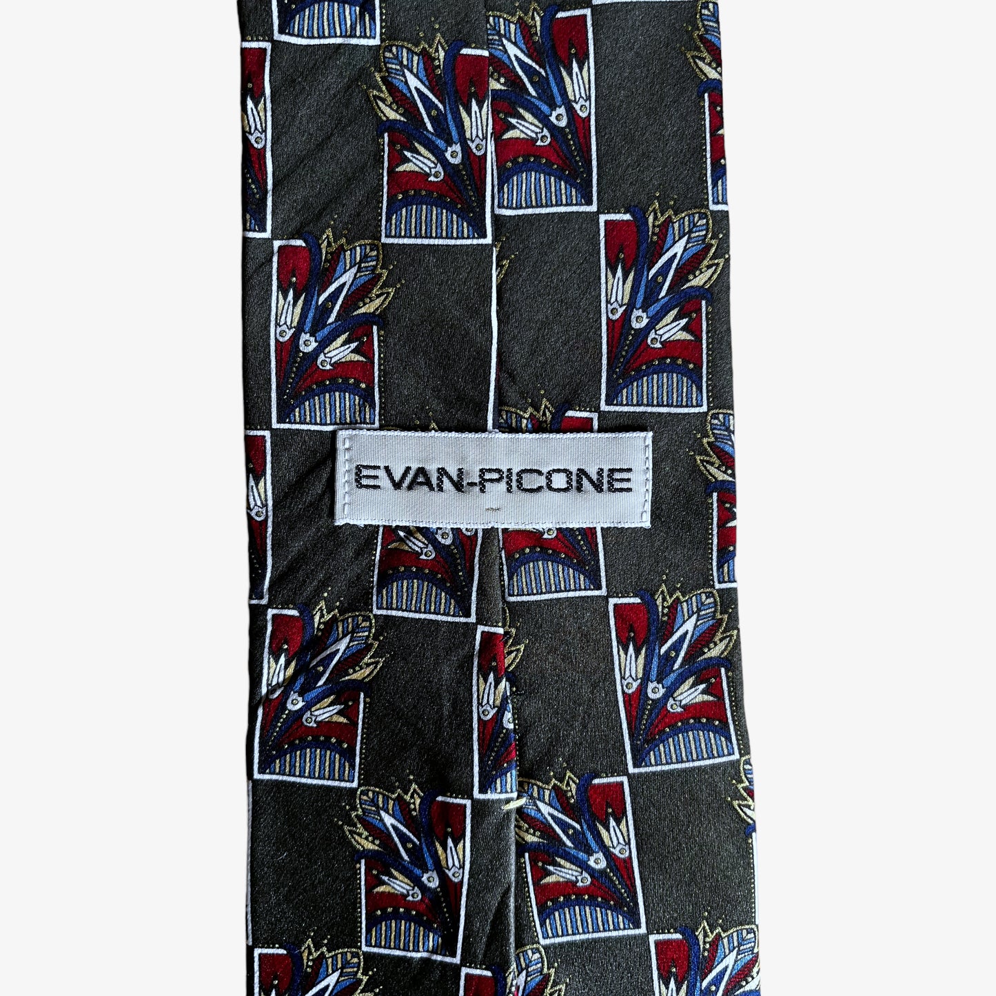 Vintage 90s Evan Picone Abstract Floral Print Silk Tie Label - Casspios Dream