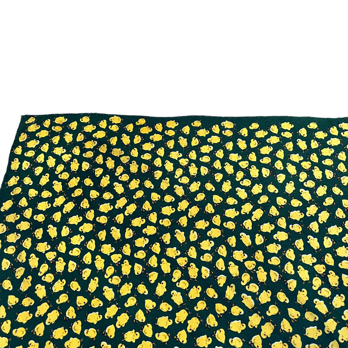 Vintage 90s Geometric Yellow Bird Chick Print Green Silk Scarf Mark - Casspios Dream