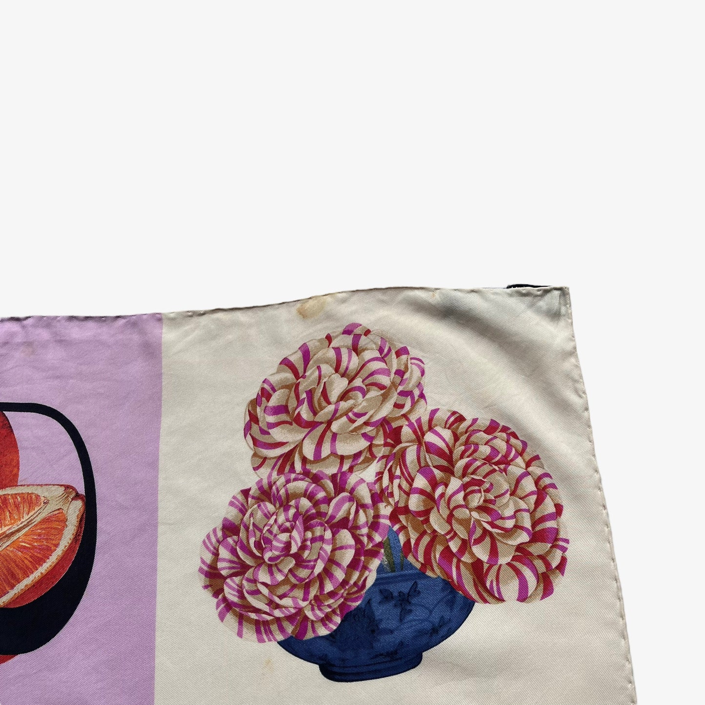 Patina of women's vintage 90s Gucci geometric patchwork checkered spell out print pink silk scarf.