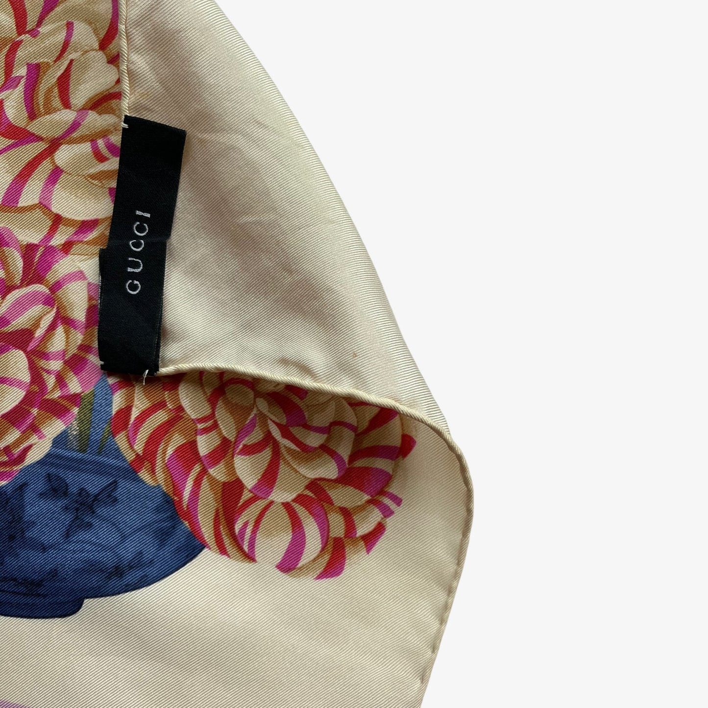 Gucci label of women's vintage 90s geometric patchwork checkered spell out print pink silk scarf.