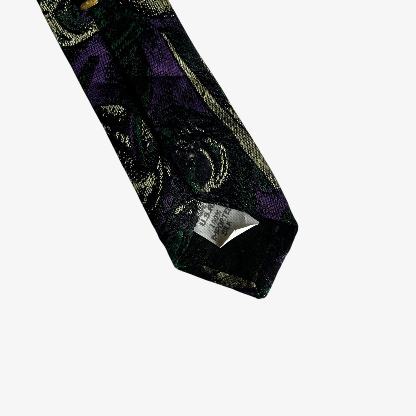 Vintage 90s Je Suis Masquerade Print Purple Silk Tie Made In USA - Casspios Dream