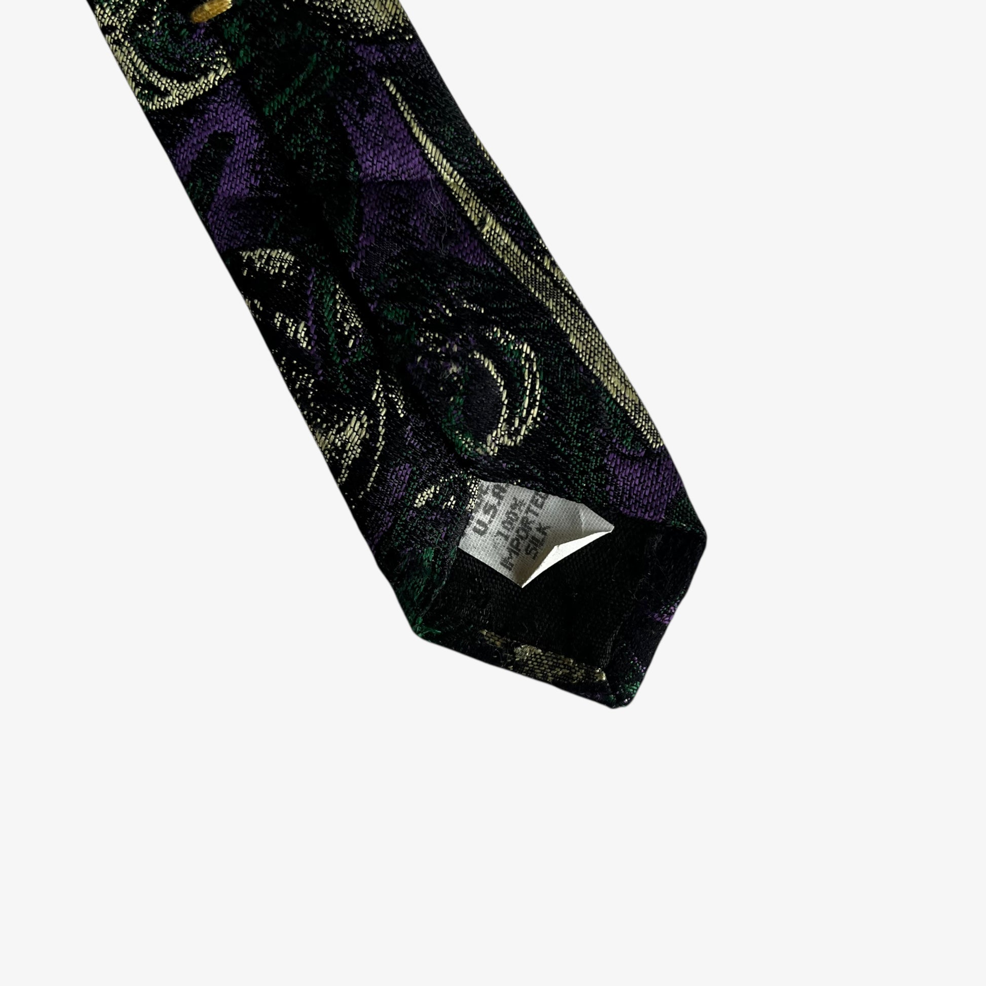 Vintage 90s Je Suis Masquerade Print Purple Silk Tie Made In USA - Casspios Dream