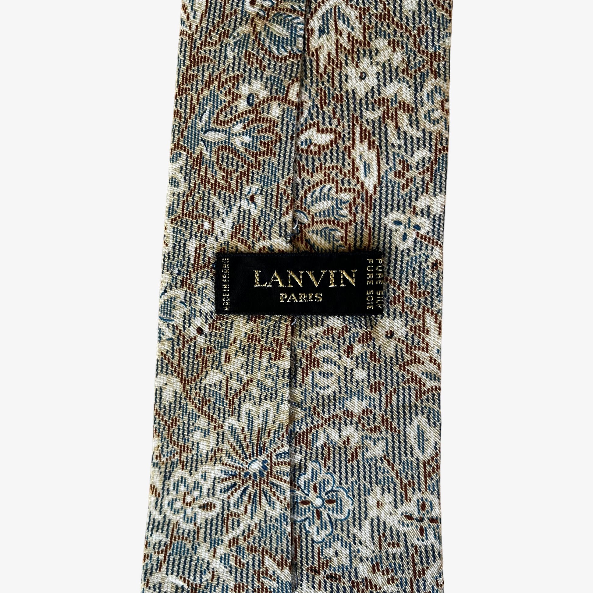 Vintage 90s Lanvin Floral Print Colourful Silk Tie Label - Casspios Dream