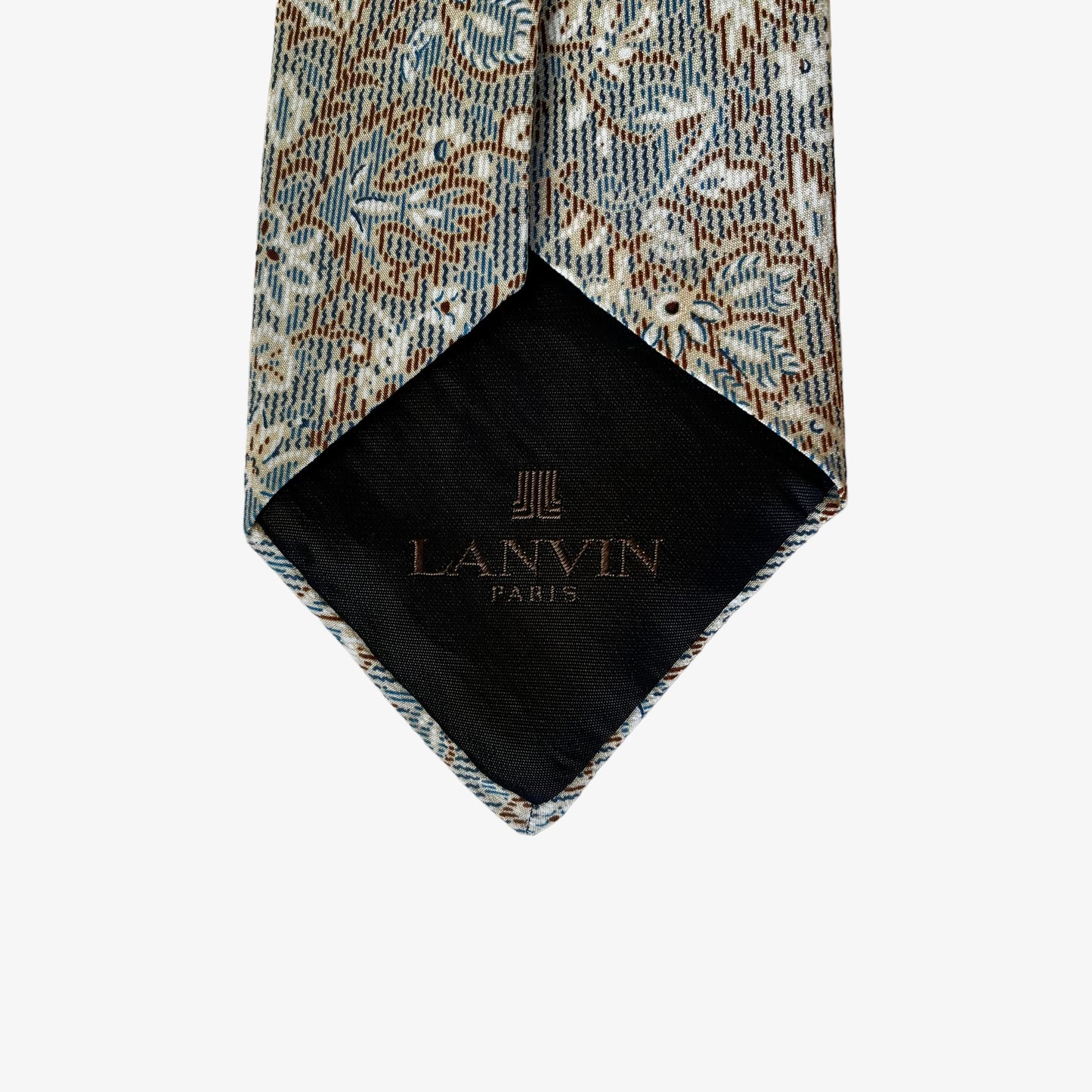 Vintage 90s Lanvin Floral Print Colourful Silk Tie Logo - Casspios Dream