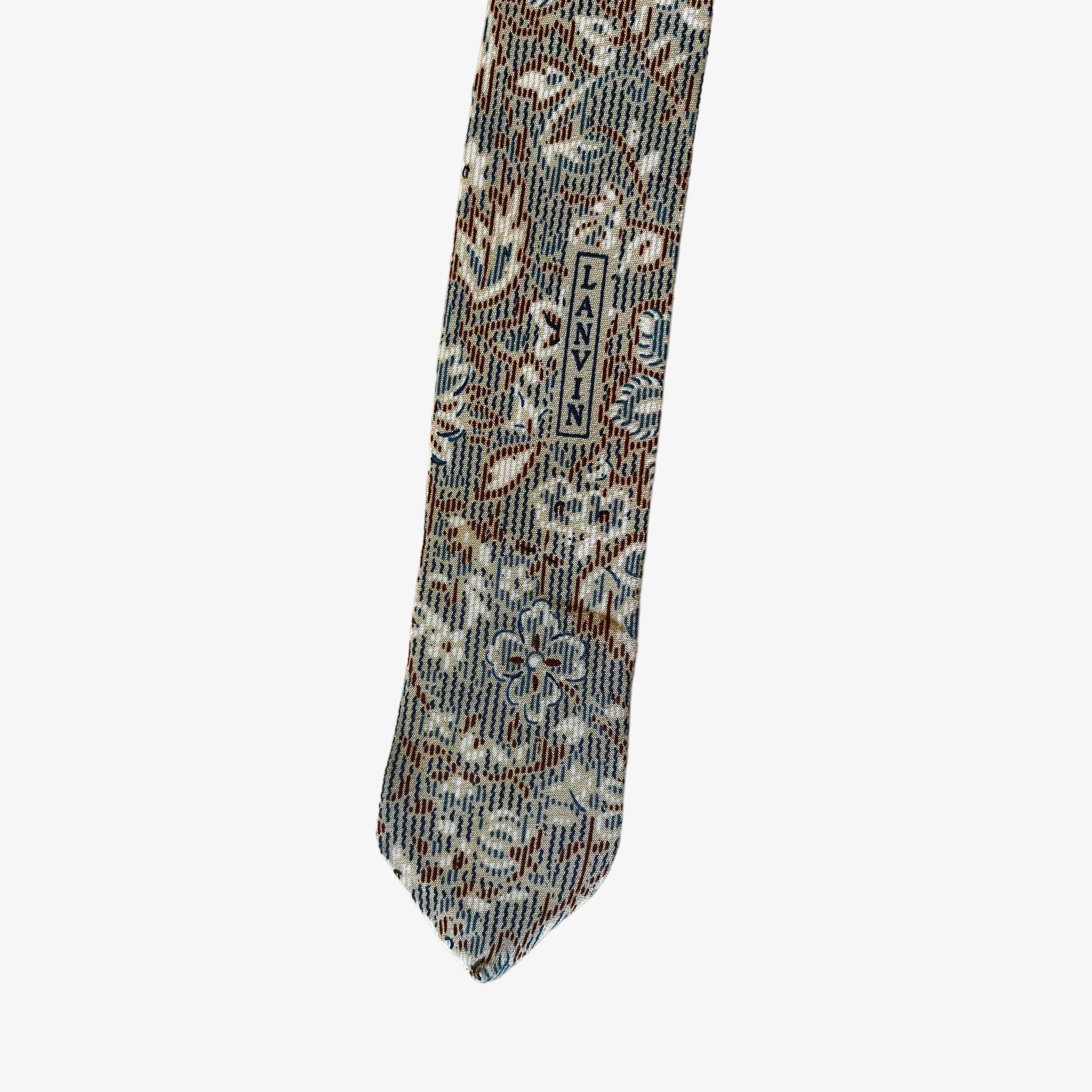 Vintage 90s Lanvin Floral Print Colourful Silk Tie Tag - Casspios Dream