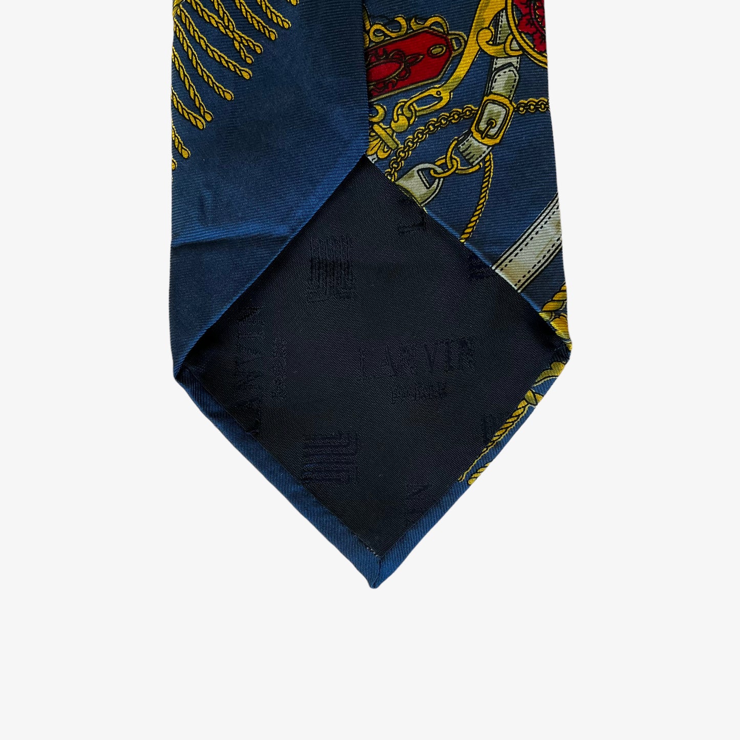 Vintage 90s Lanvin Royal Chain Print Blue Silk Tie Mens
