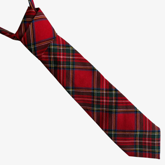 Vintage 90s Lochcarron Of Scotland Red Tartan Print Wool Tie - Casspios Dream