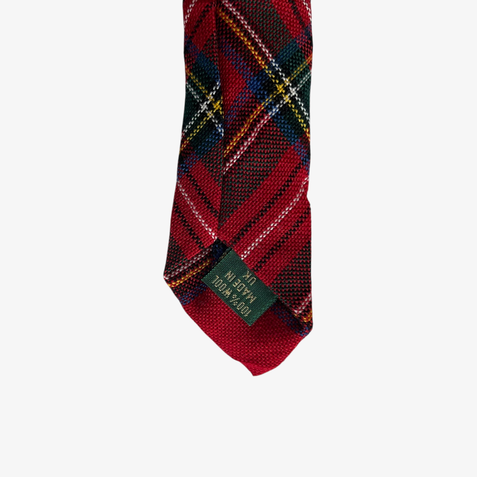 Vintage 90s Lochcarron Of Scotland Red Tartan Print Wool Tie Made In UK - Casspios Dream