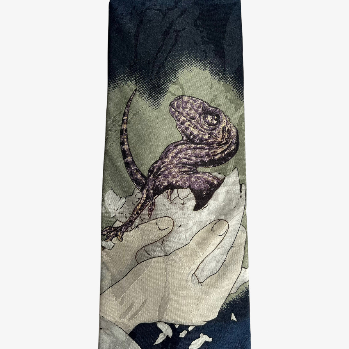 Vintage 90s MBP Jurassic Park Velociraptor Hatchling Print Tie Dinosaur - Casspios Dream