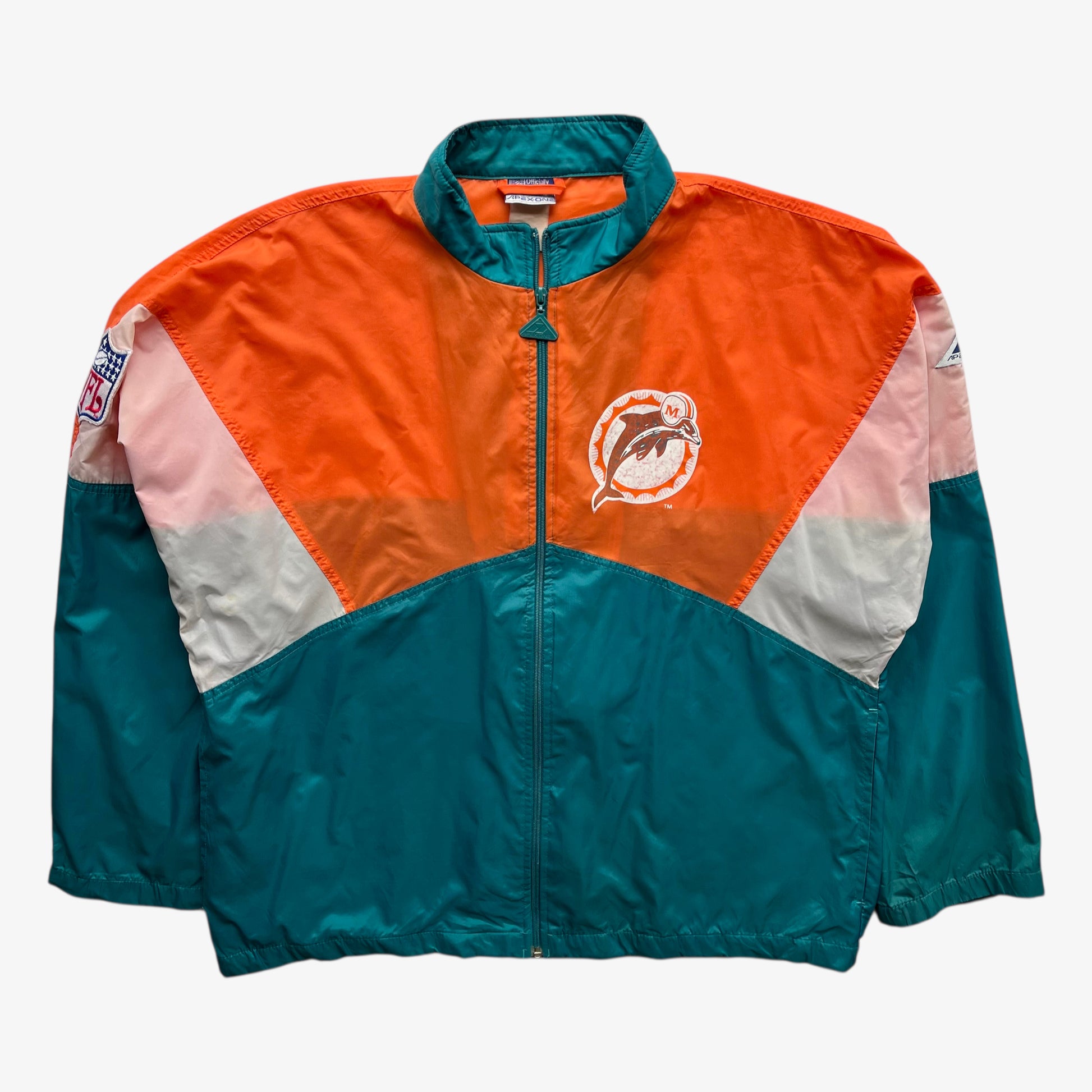 Men's vintage 90s Apex One NFL Miami Dolphins jacket.