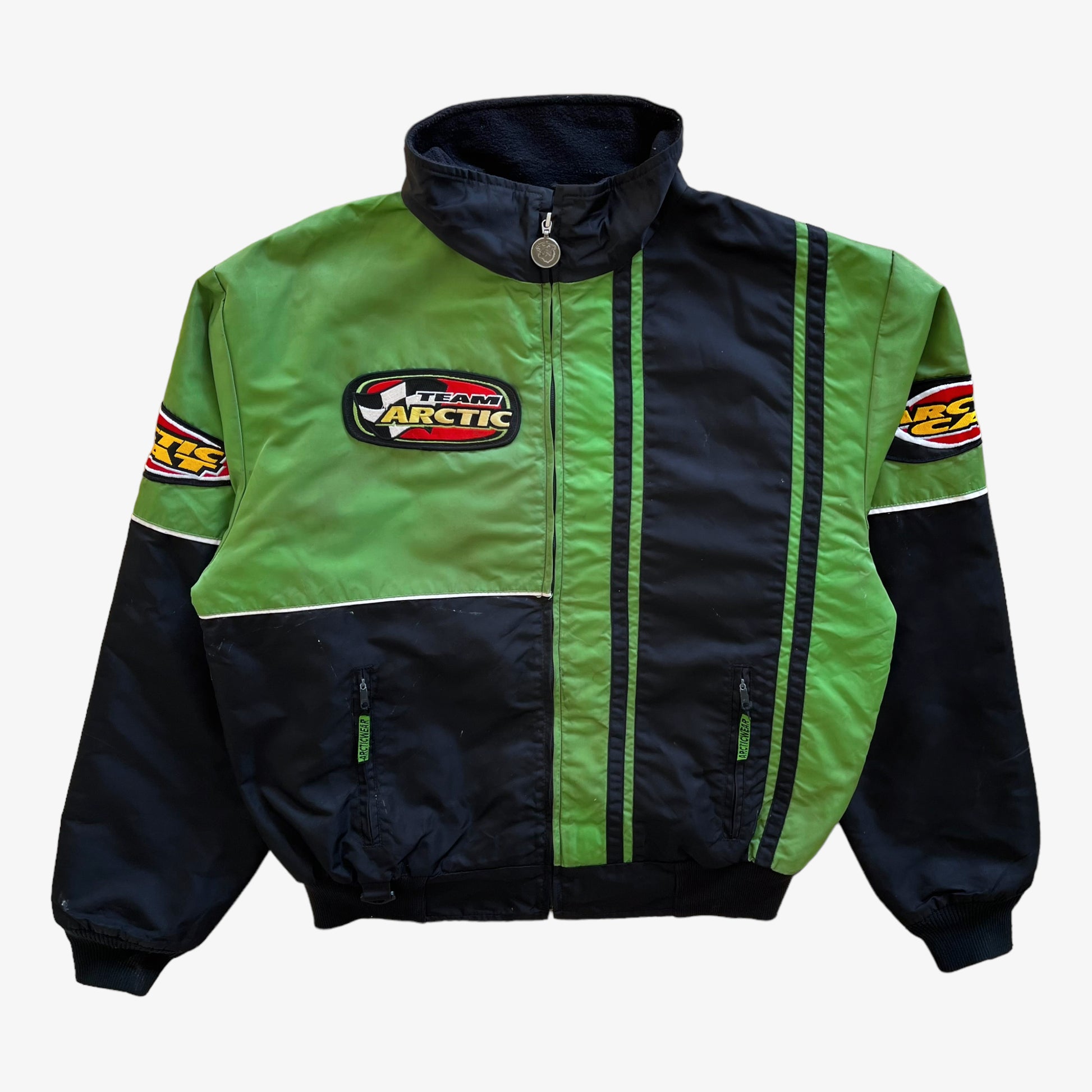 Vintage 90s Mens Artic Cat Racing Team Thinsulate Green & Black Jacket - Casspios Dream
