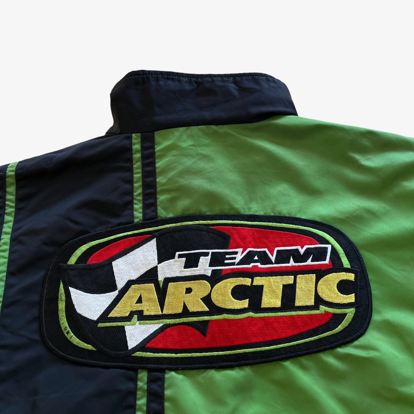 Vintage 90s Mens Artic Cat Racing Team Thinsulate Green & Black Jacket Embroidered - Casspios Dream