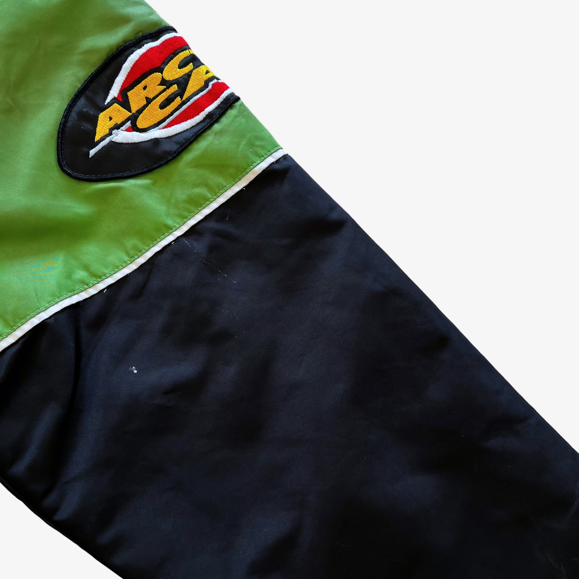 Vintage 90s Mens Artic Cat Racing Team Thinsulate Green & Black Jacket Sleeve - Casspios Dream