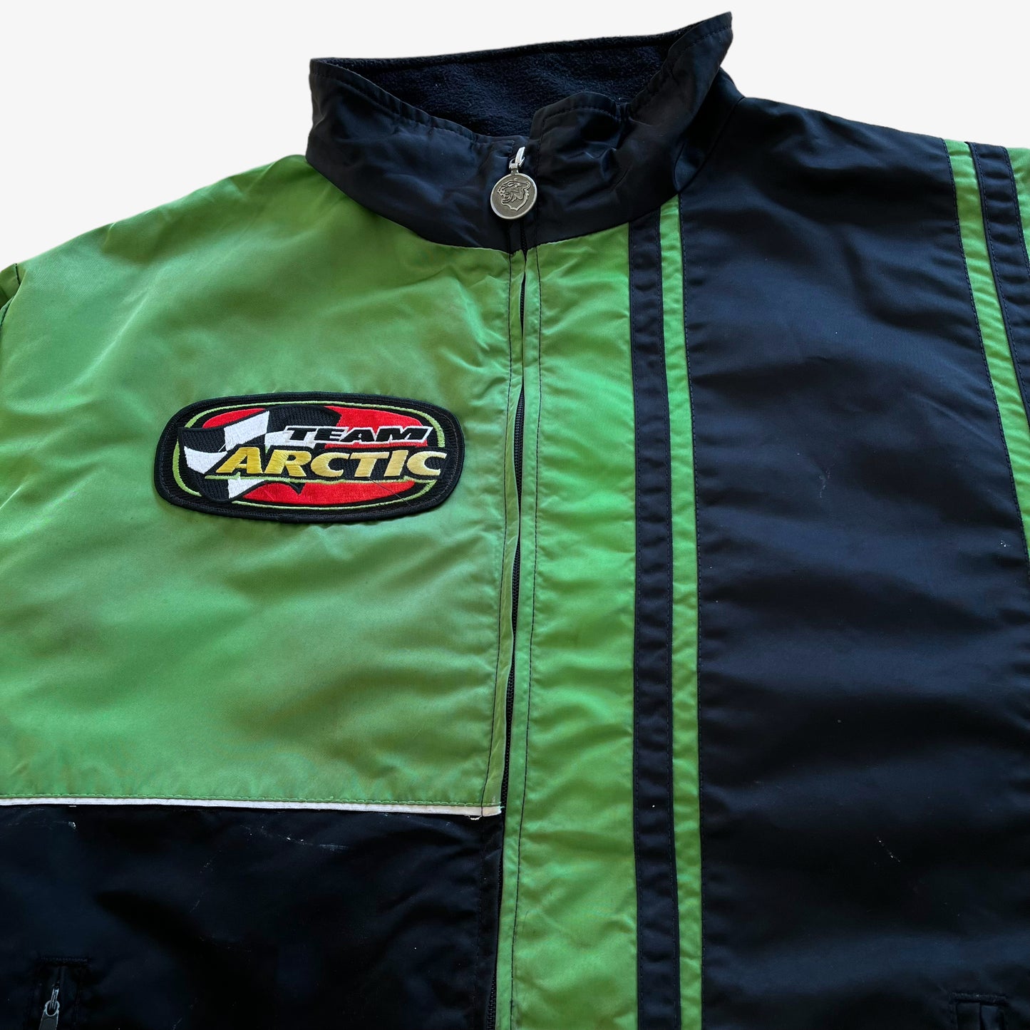 Vintage 90s Mens Artic Cat Racing Team Thinsulate Green & Black Jacket Zip - Casspios Dream