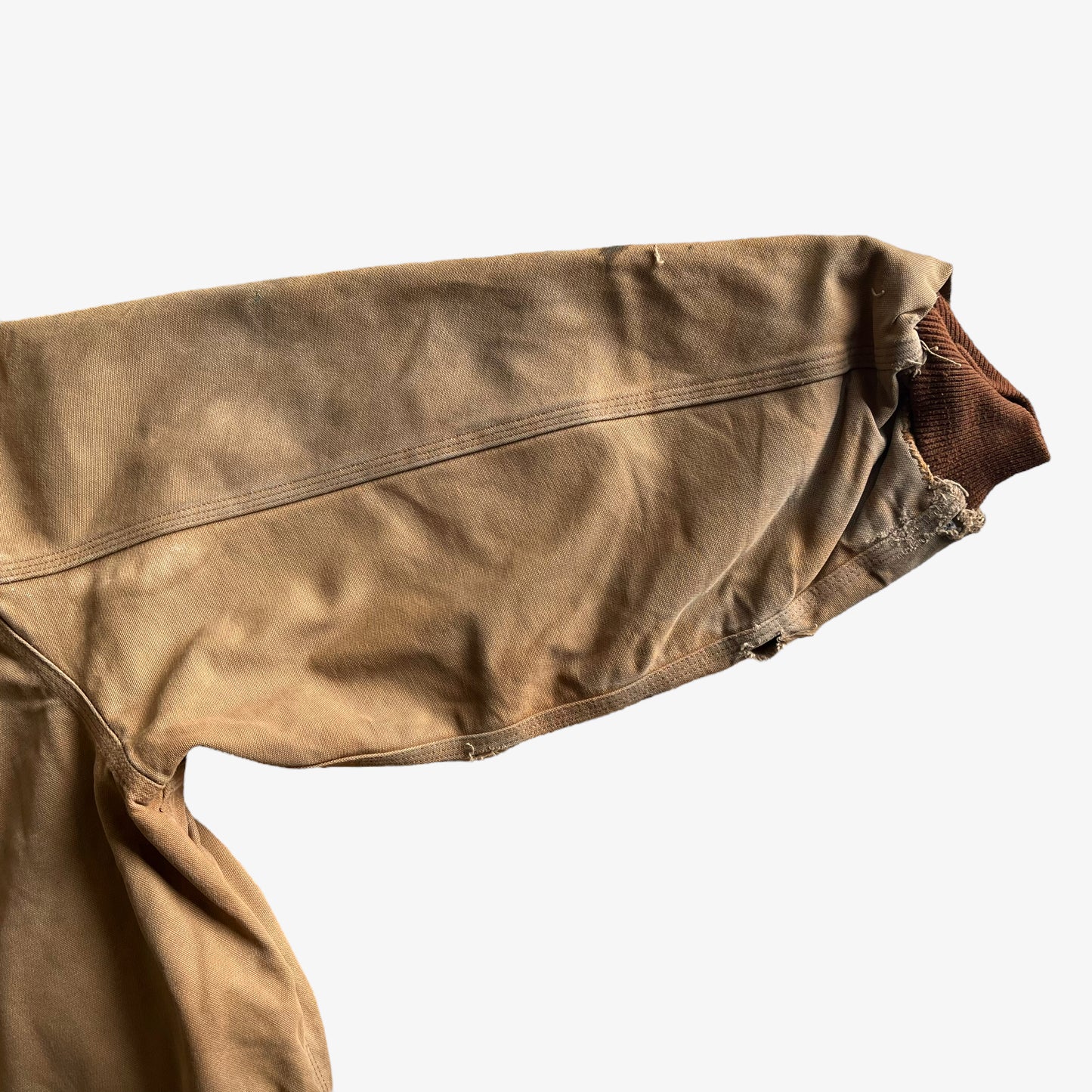 Vintage 90s Mens Carhartt Beige Hooded Workwear Jacket Cuff - Casspios Dream