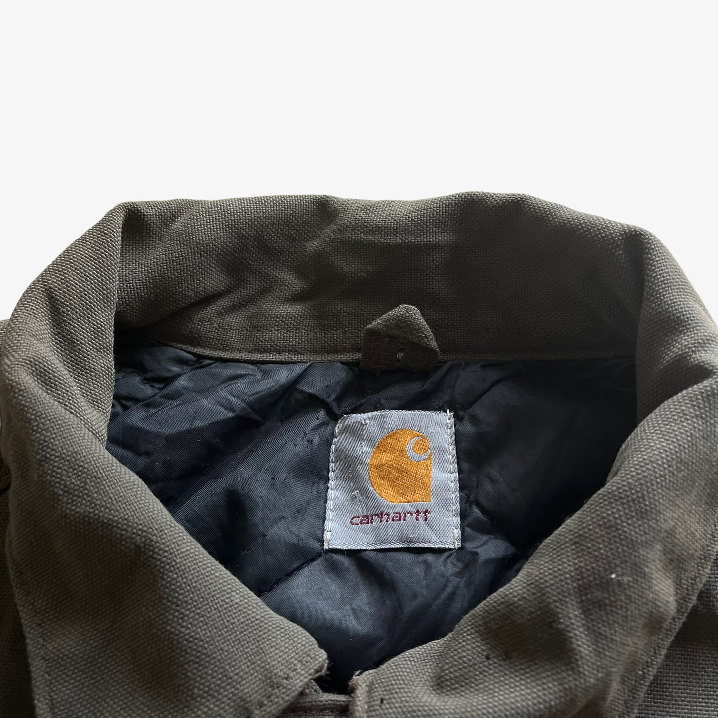 Vintage 90s Mens Carhartt Khaki Workwear Jacket Label - Casspios Dream