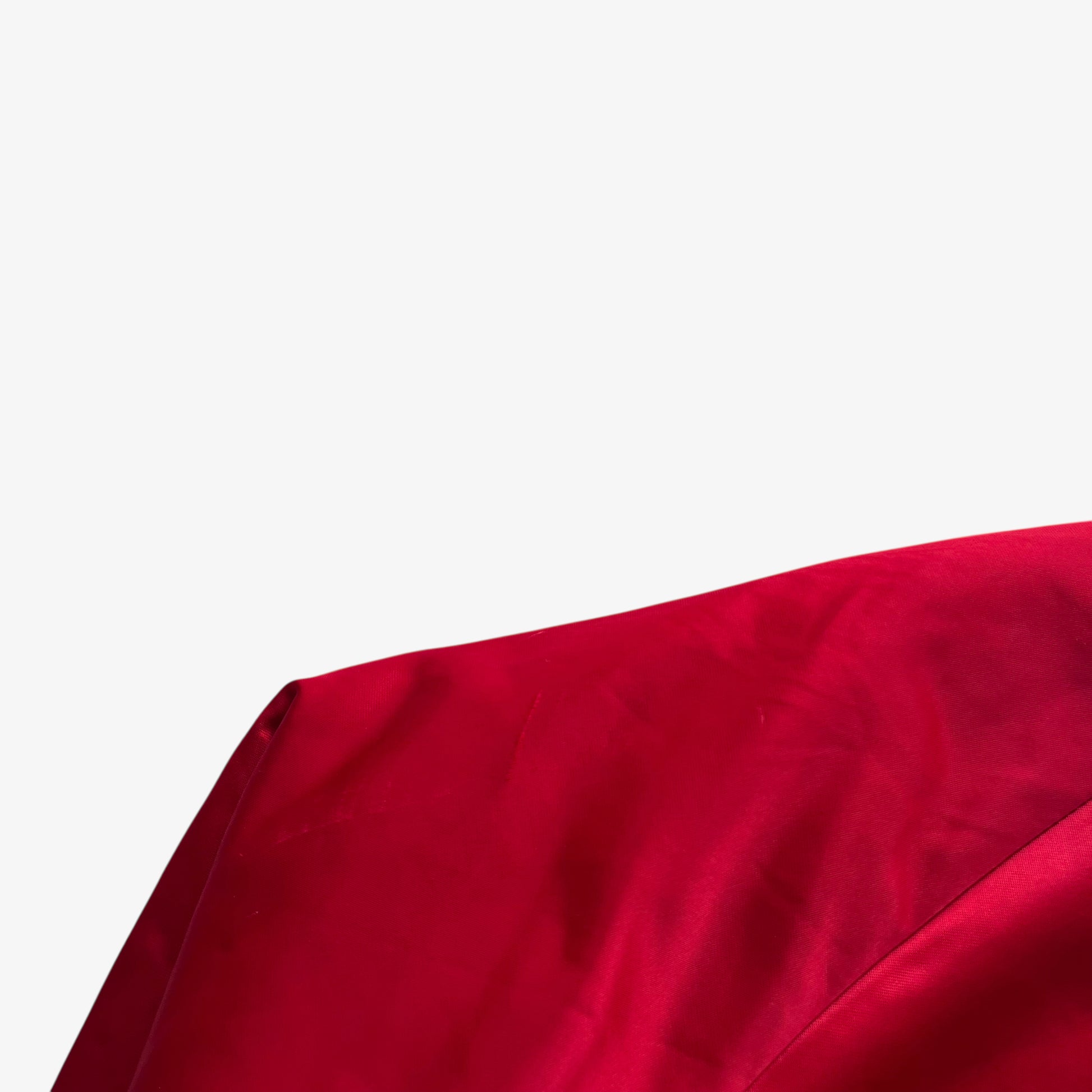 Marks on men's vintage 90s Chalk Line NBA Chicago Bulls red varsity jacket with back embroidered spell out.