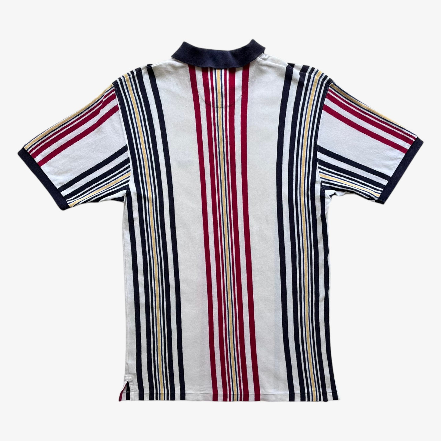 Vintage 90s Mens Chaps Ralph Lauren Colourful Striped Polo Shirt Back - Casspios Dream