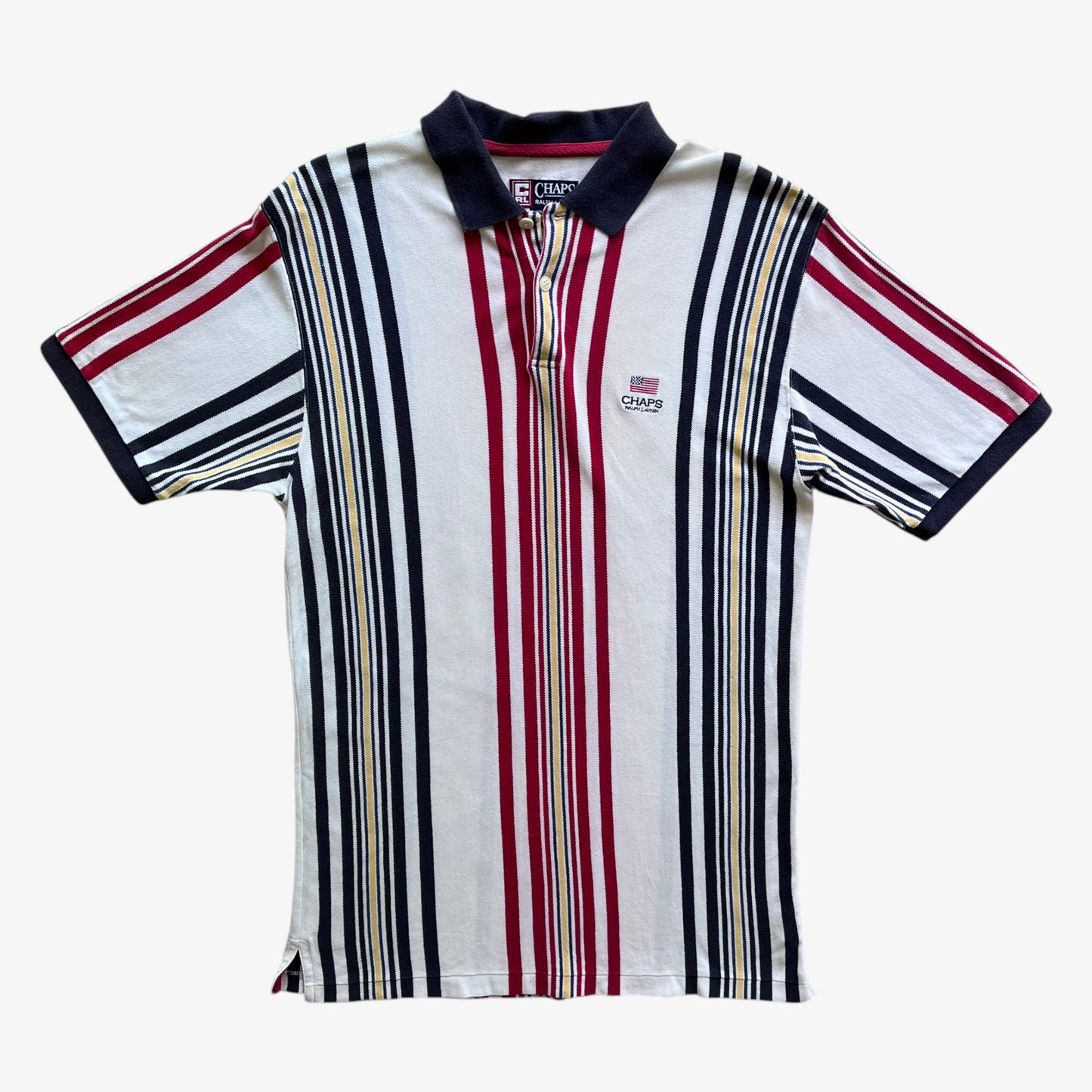 Vintage 90s Mens Chaps Ralph Lauren Colourful Striped Polo Shirt - Casspios Dream