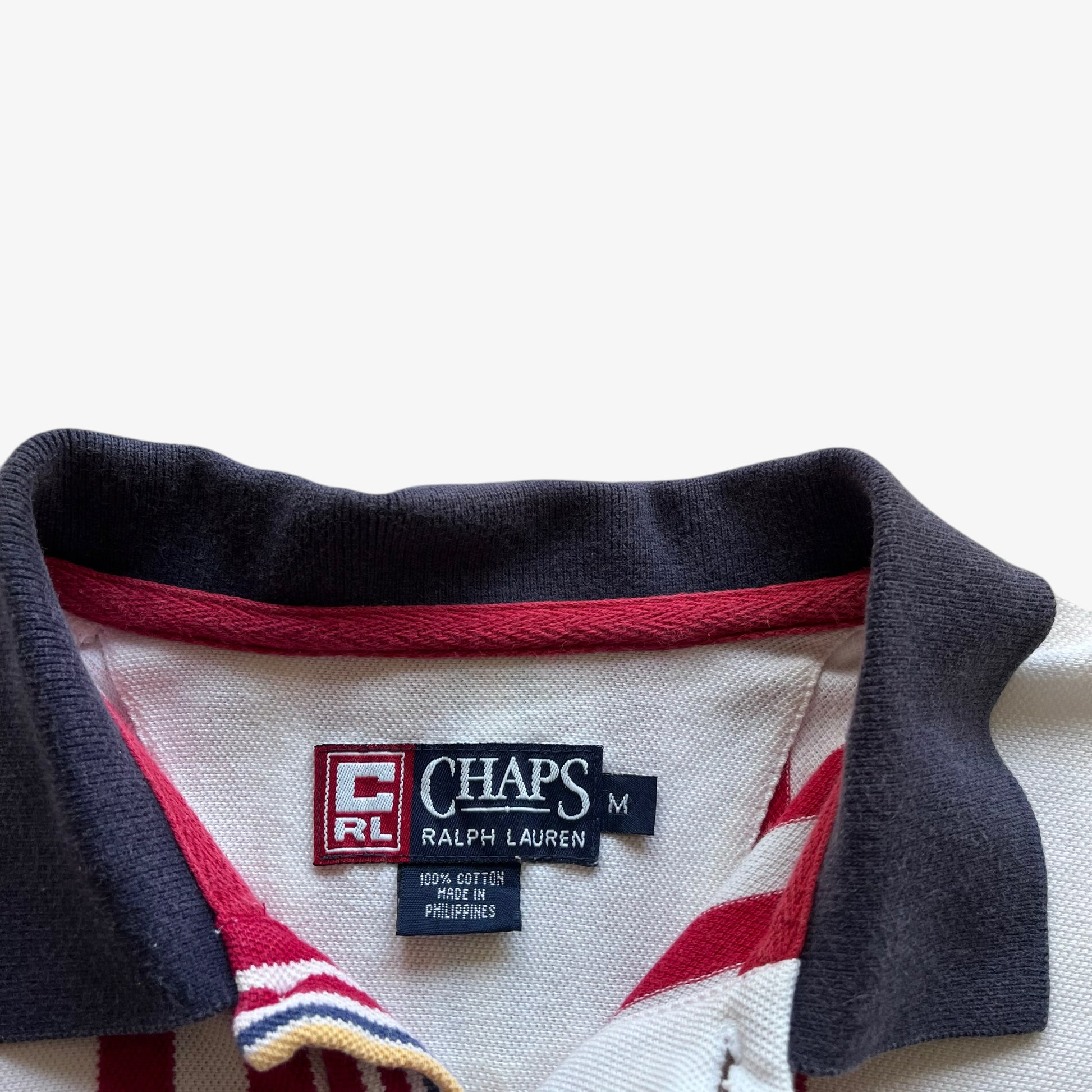 Vintage 90s Mens Chaps Ralph Lauren Colourful Striped Polo Shirt Label - Casspios Dream