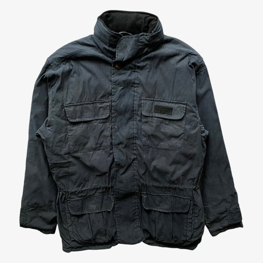 Vintage 90s Mens Chaps Ralph Lauren Faded Navy Utility Jacket With Foldable Hood - Casspios Dream