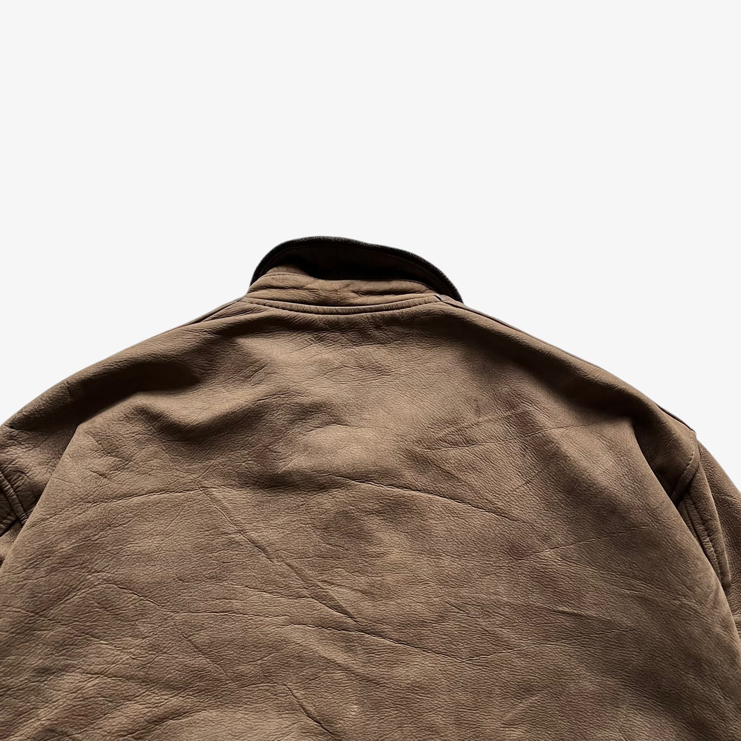 Vintage 90s Mens Chevignon Brown Leather Pilot Jacket Shoulders - Casspios Dream