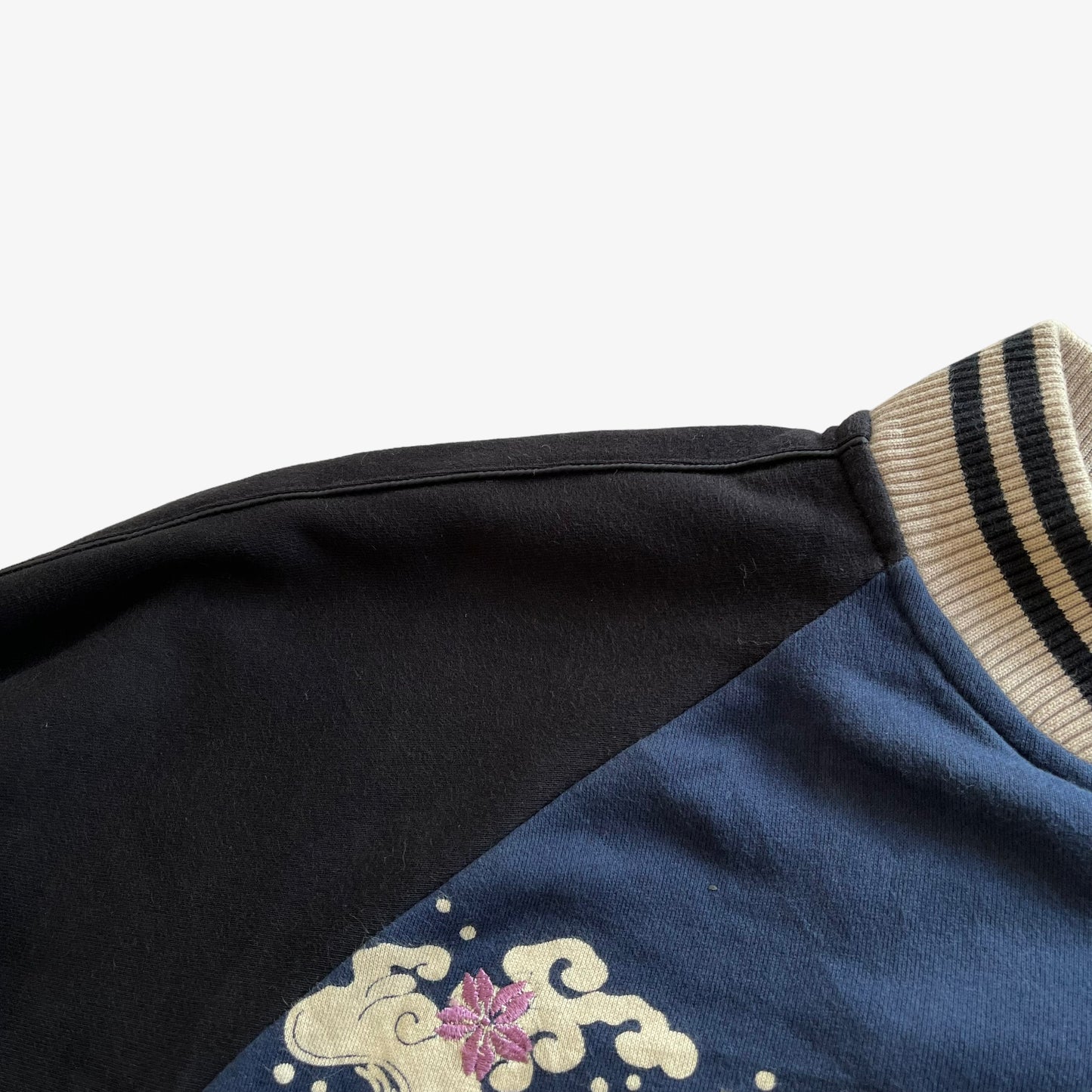 Vintage 90s Mens Embroidered Flying Dragon And Moon Print Bomber Jacket Shoulder Wear - Casspios Dream