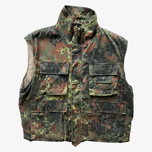 Vintage 90s Mens Faded Green And Brown Camouflage Gilet - Casspios Dream