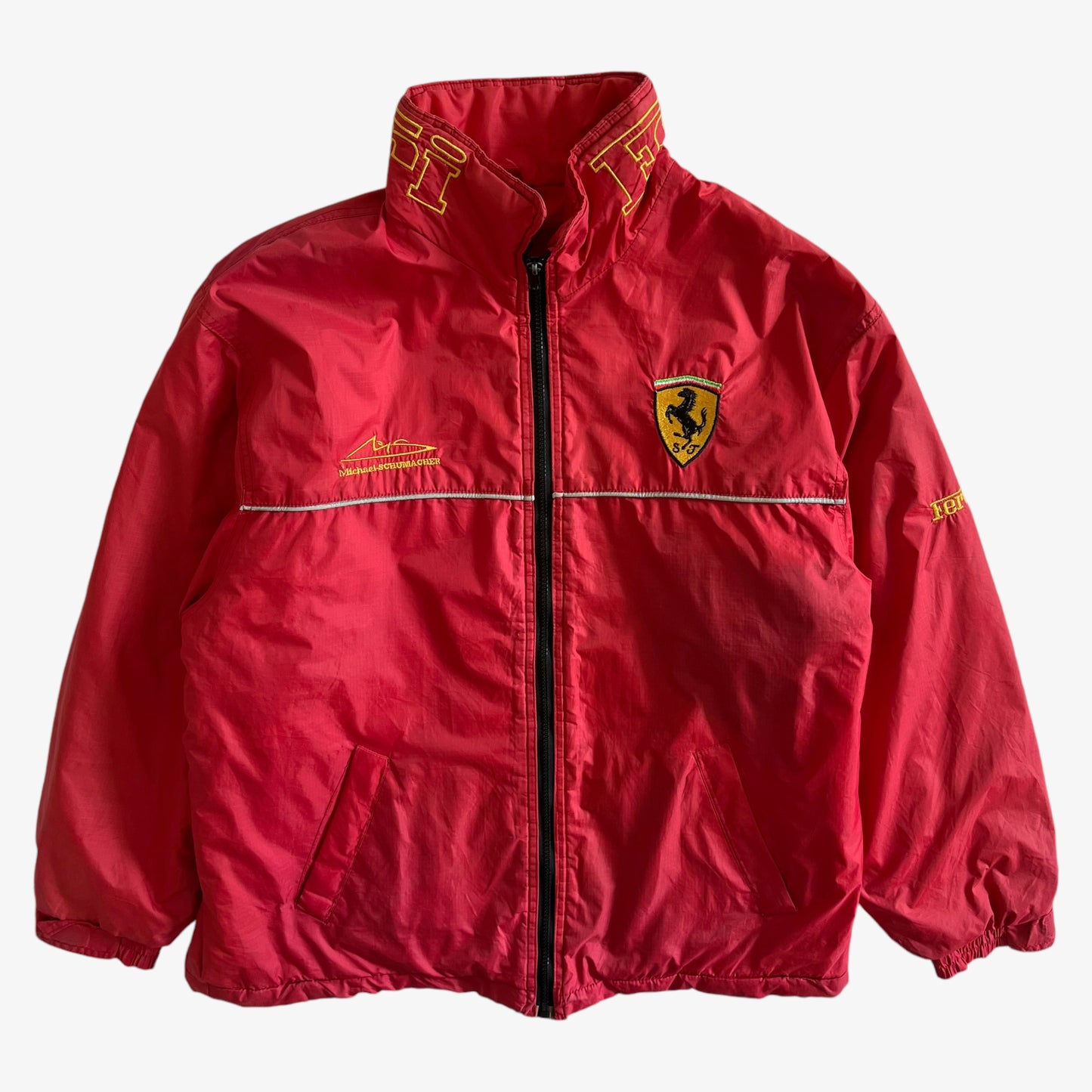 Vintage 90s Mens Ferrari Michael Schumacher Red Jacket - Casspios Dream