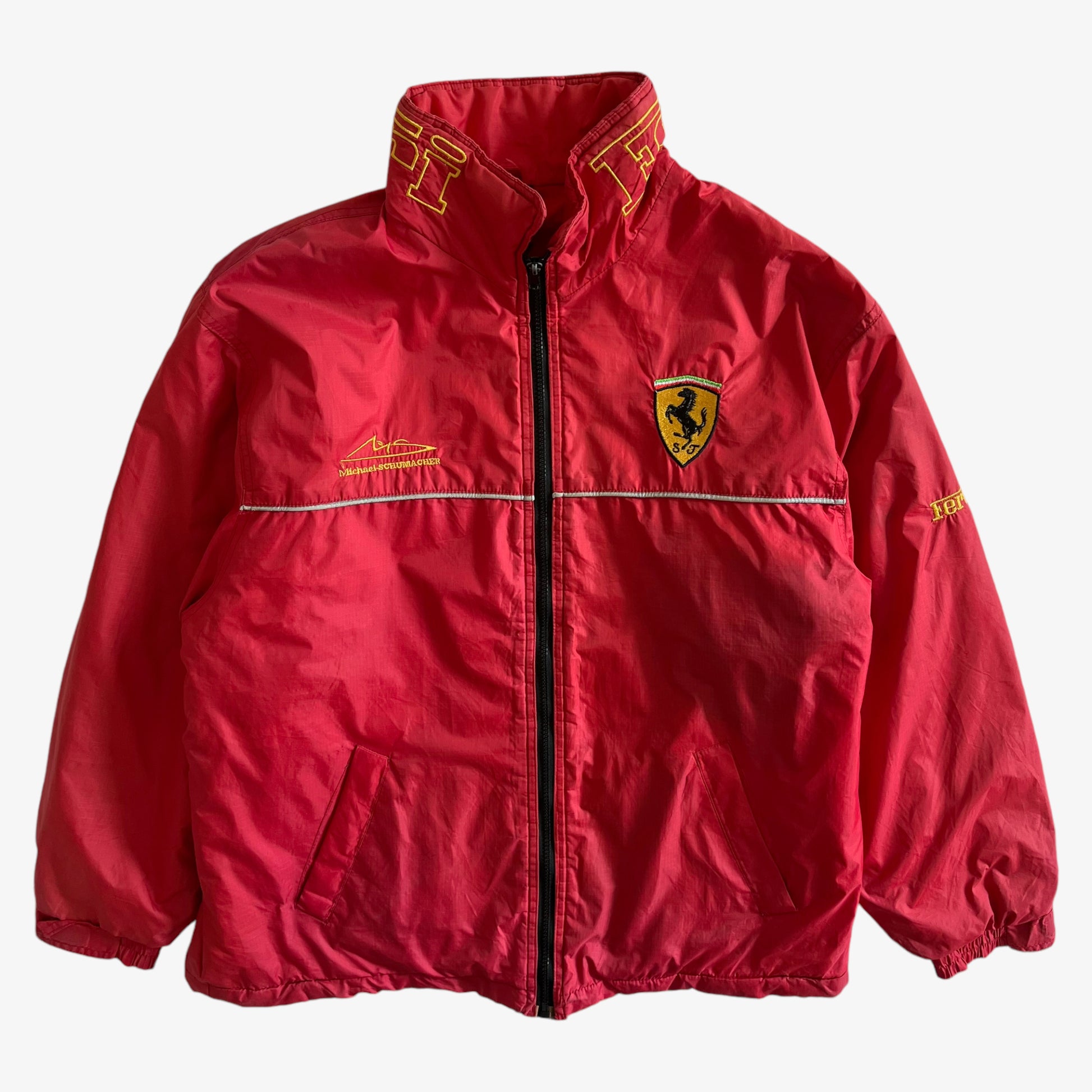 Vintage 90s Mens Ferrari Michael Schumacher Red Jacket - Casspios Dream