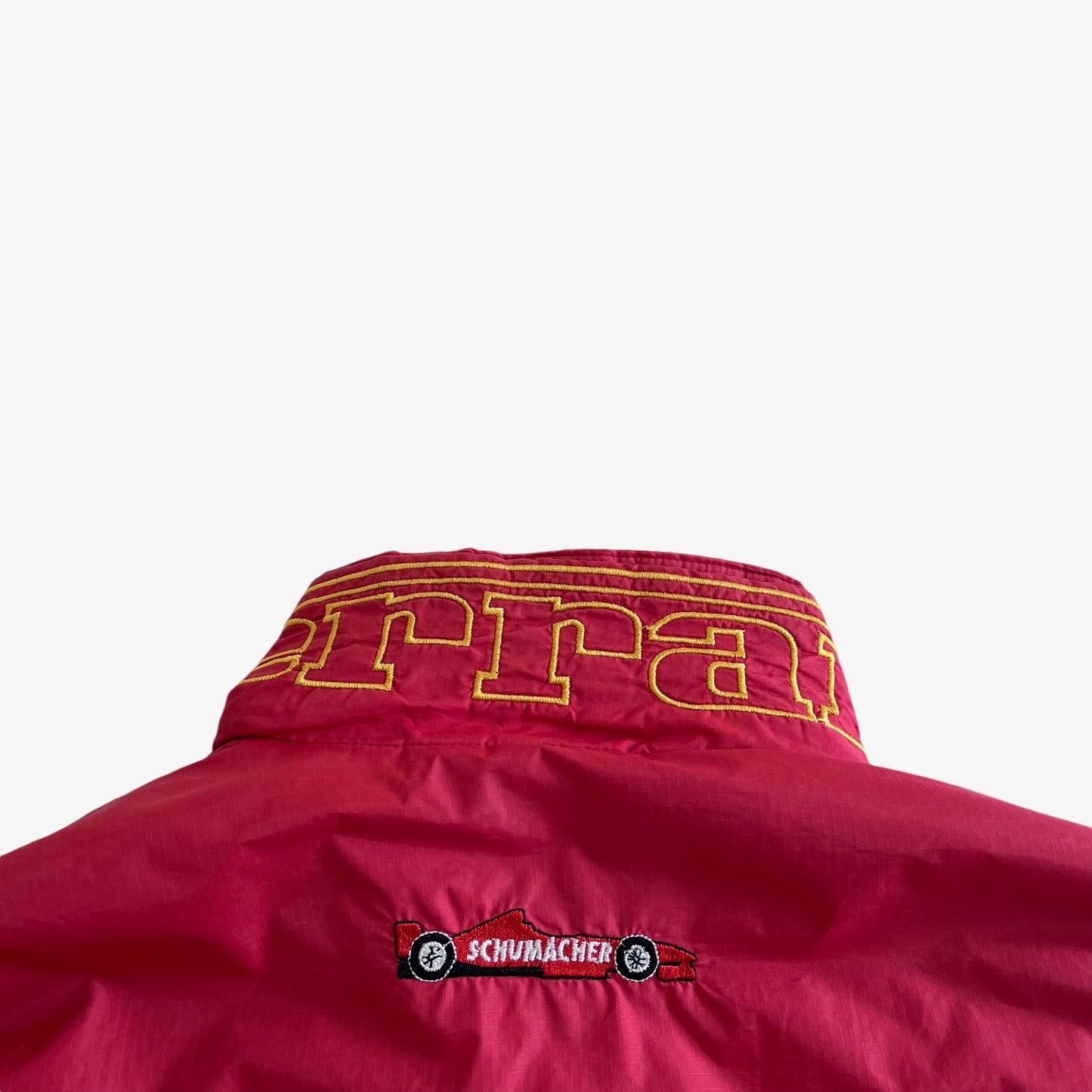 Vintage 90s Mens Ferrari Michael Schumacher Red Jacket Collar - Casspios Dream