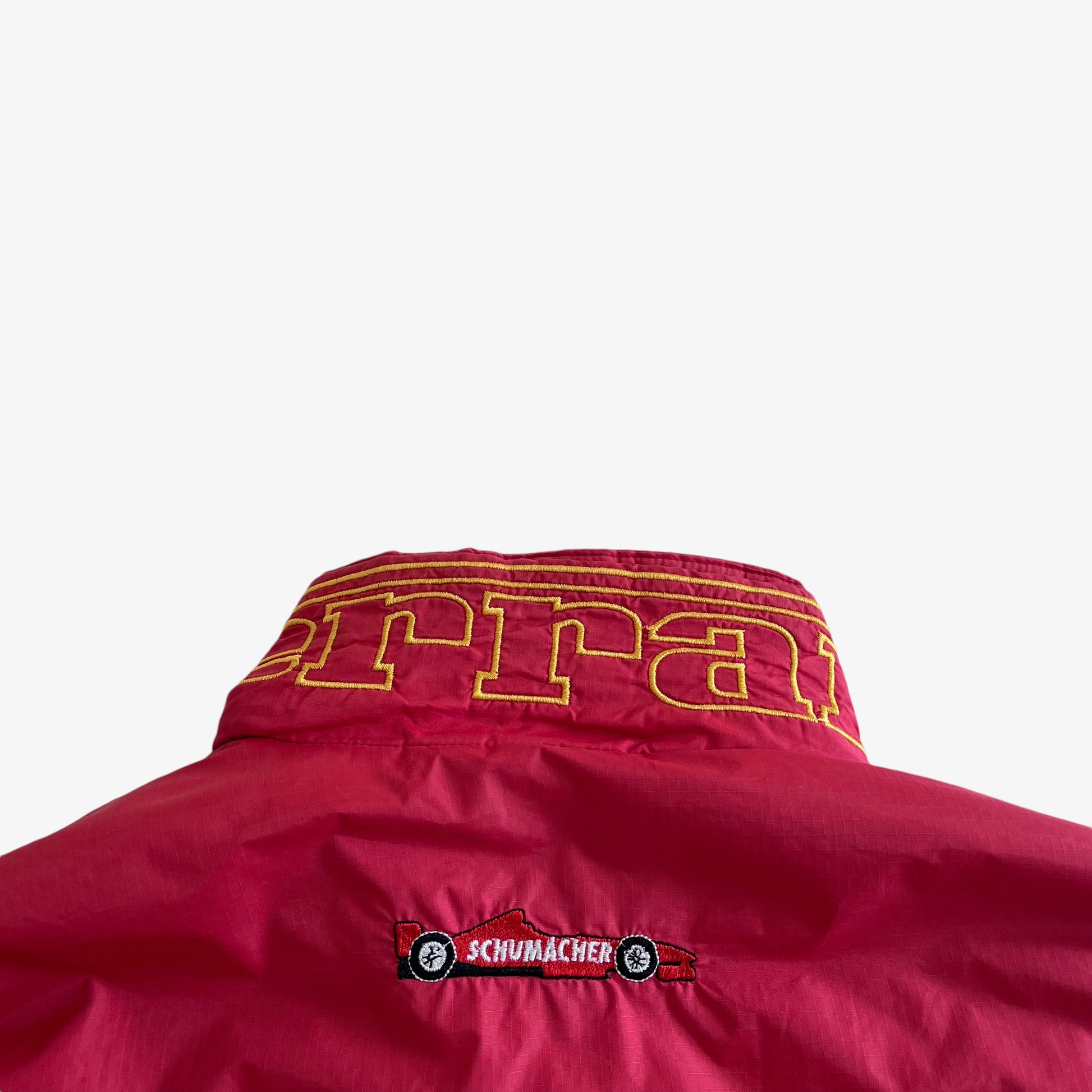 Vintage 90s Mens Ferrari Michael Schumacher Red Jacket Collar - Casspios Dream
