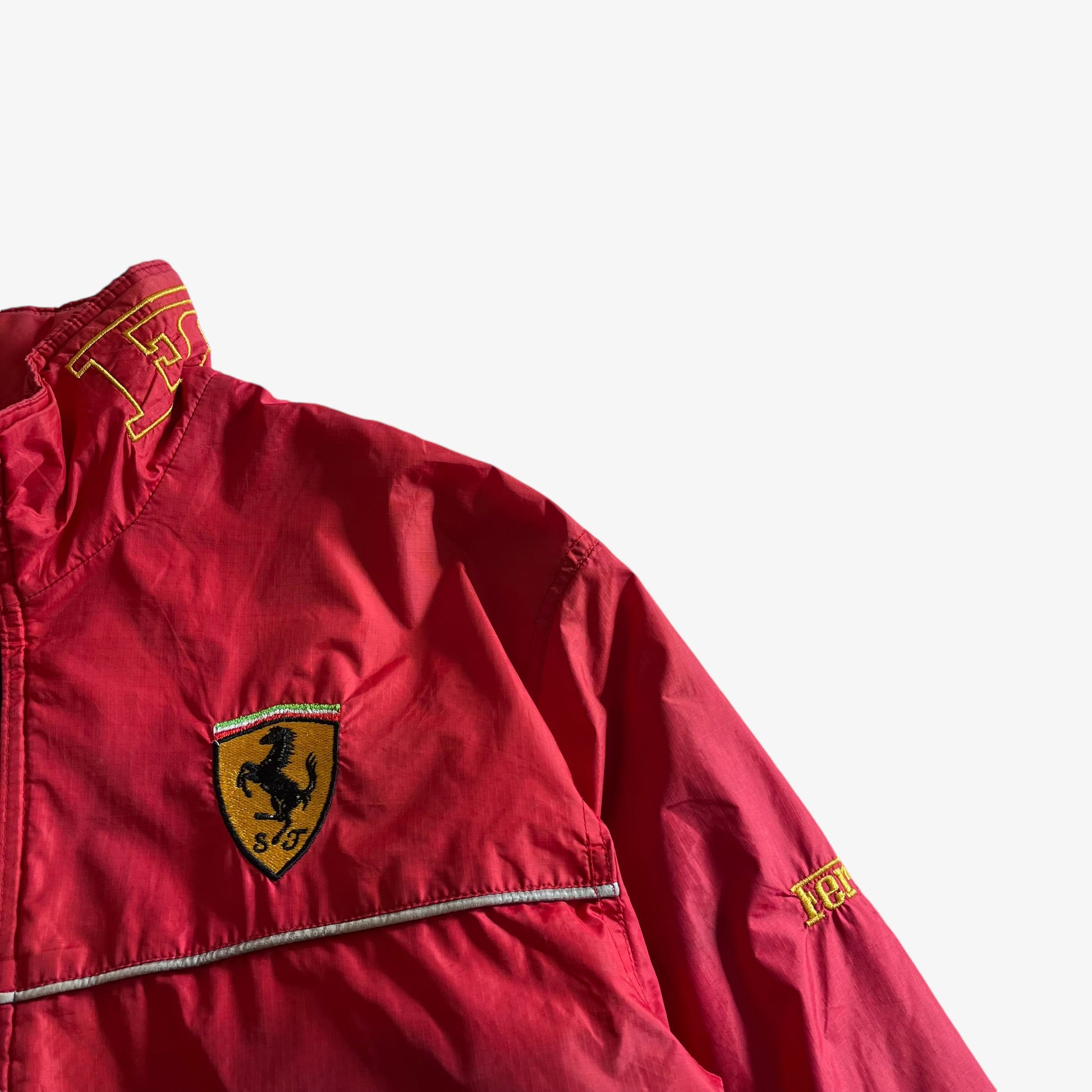 Vintage 90s Mens Ferrari Michael Schumacher Red Jacket Logo - Casspios Dream