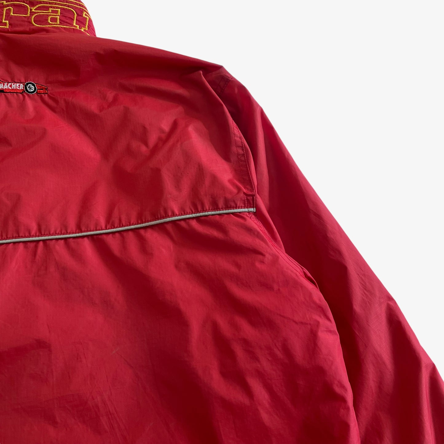 Vintage 90s Mens Ferrari Michael Schumacher Red Jacket Shoulder - Casspios Dream