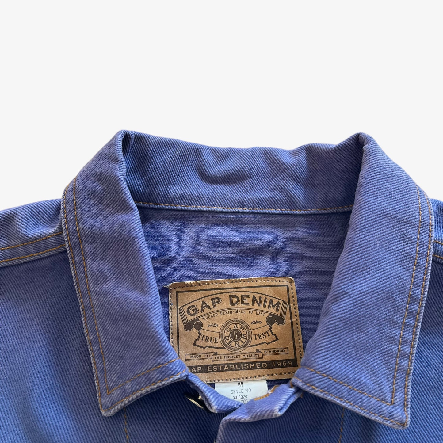 Vintage 90s Mens GAP Purple Denim Jacket Label - Casspios Dream