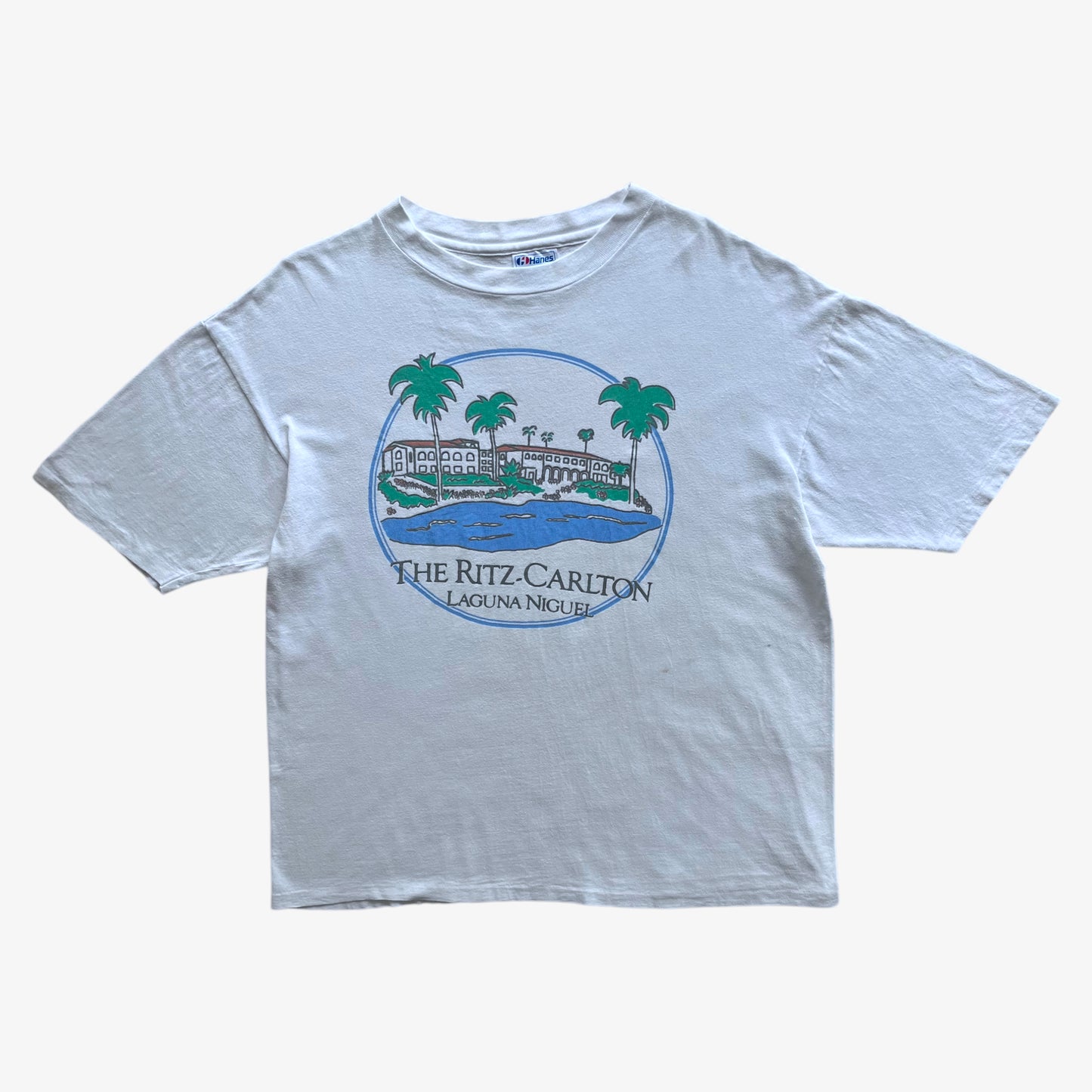 Vintage 90s Mens Hanes Beefy Ritz Carlton Laguna Niguel Print Single Stitch T-Shirt - Casspios Dream