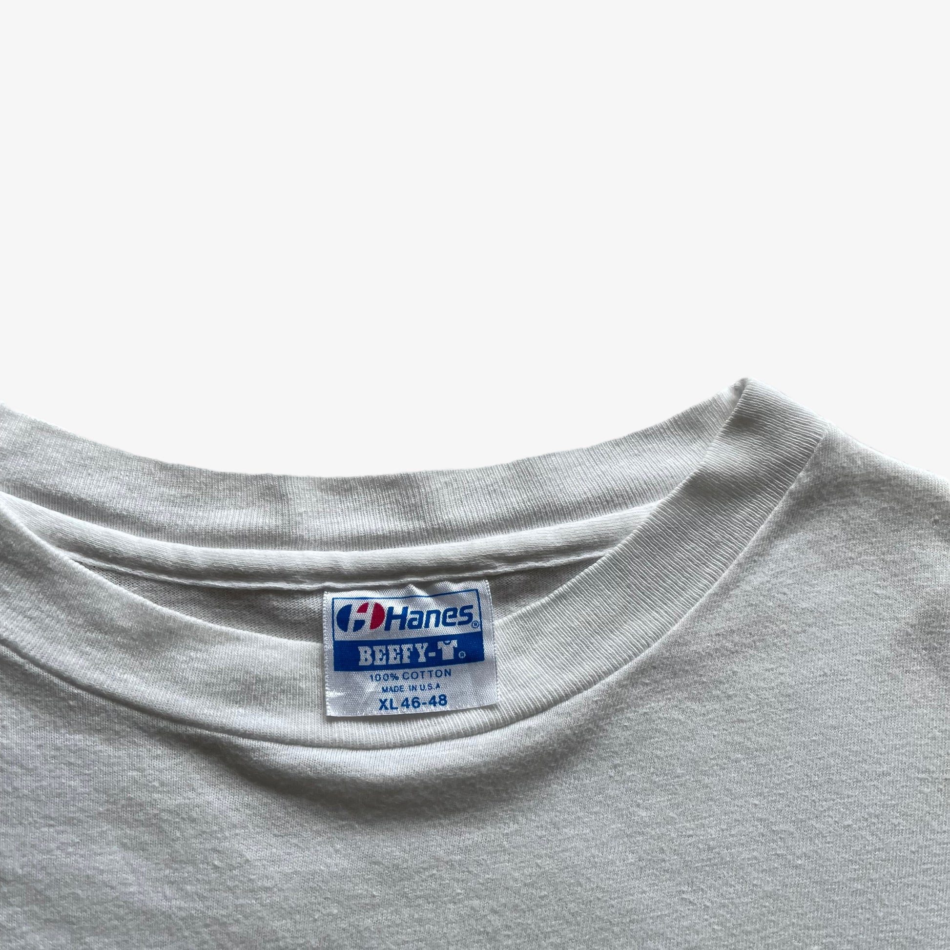 Vintage 90s Mens Hanes Beefy Ritz Carlton Laguna Niguel Print Single Stitch T-Shirt Label - Casspios Dream