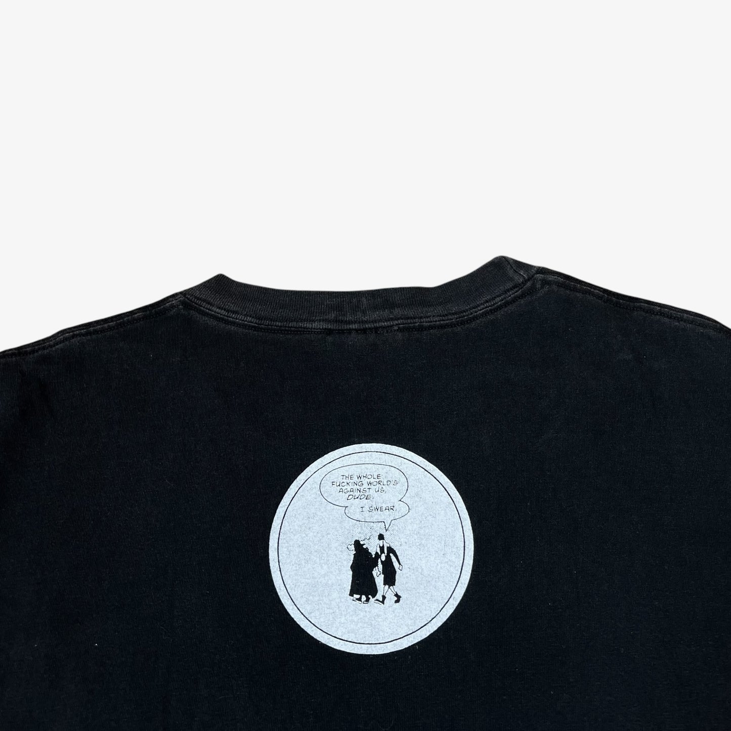 Back print of vintage 90s Hanes Jay and silent Bob 1998 print black t-shirt.