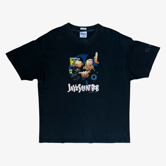 Vintage 90s Hanes Jay and silent Bob 1998 print black t-shirt.