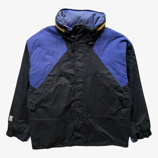 Vintage 90s Mens Helly Hansen Helly-Tech Thinsulate Black And Purple Jacket With Foldable Hood - Casspios Dream