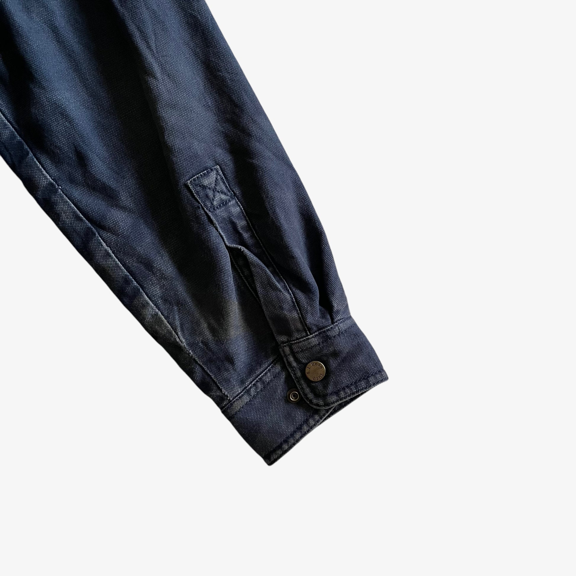 Vintage 90s Mens LL Bean Katahdin Iron Navy Workwear Shirt Arm - Casspios Dream