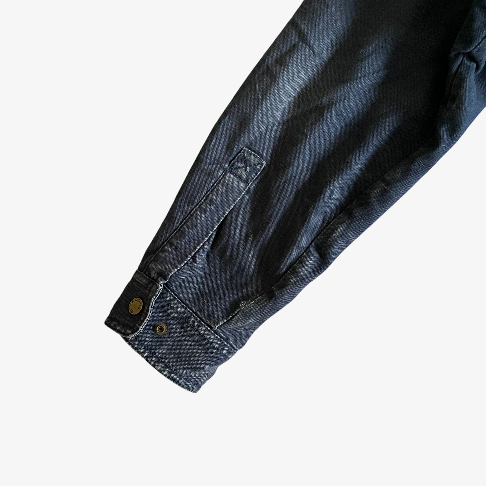 Vintage 90s Mens LL Bean Katahdin Iron Navy Workwear Shirt Arm Wear - Casspios Dream