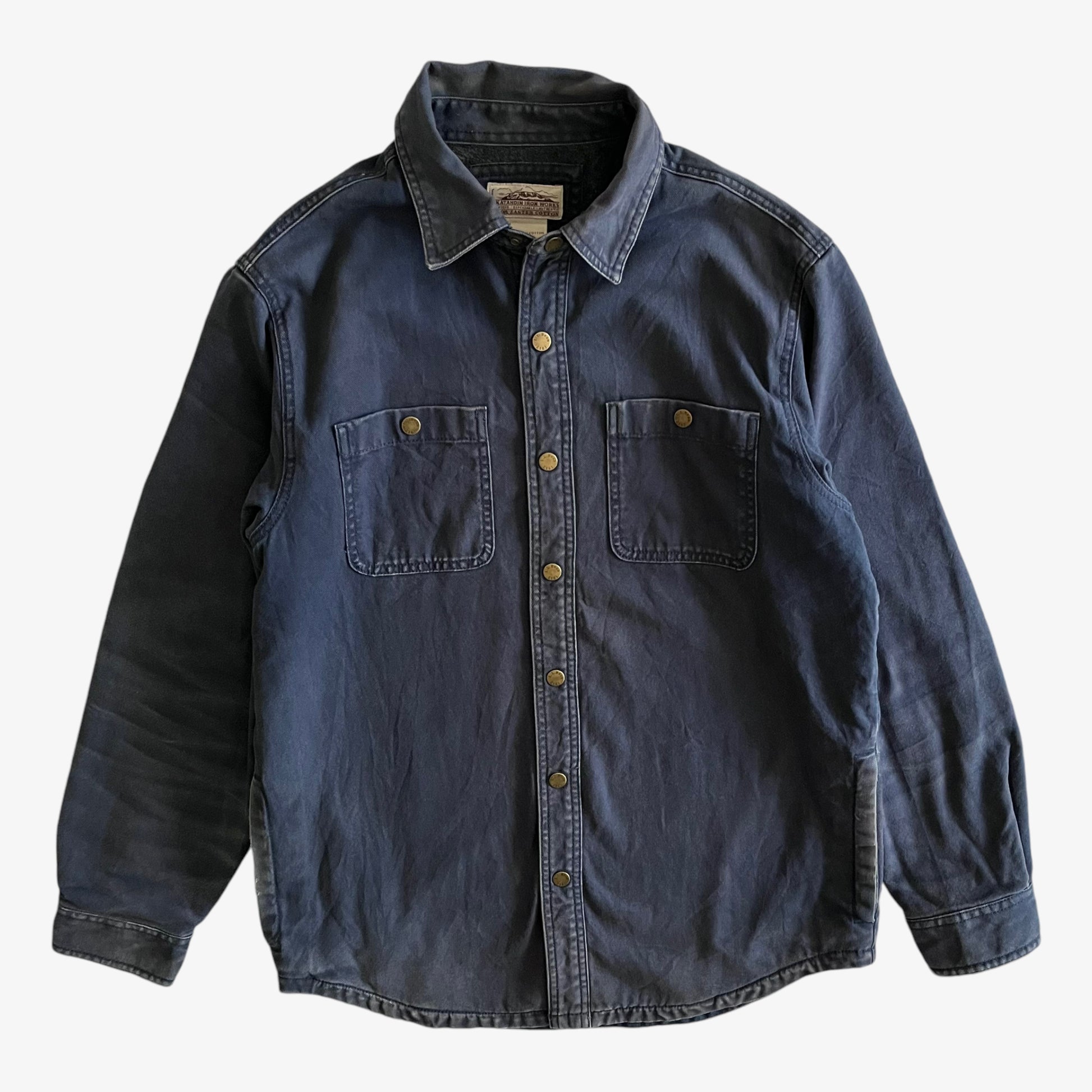 Vintage 90s Mens LL Bean Katahdin Iron Navy Workwear Shirt - Casspios Dream